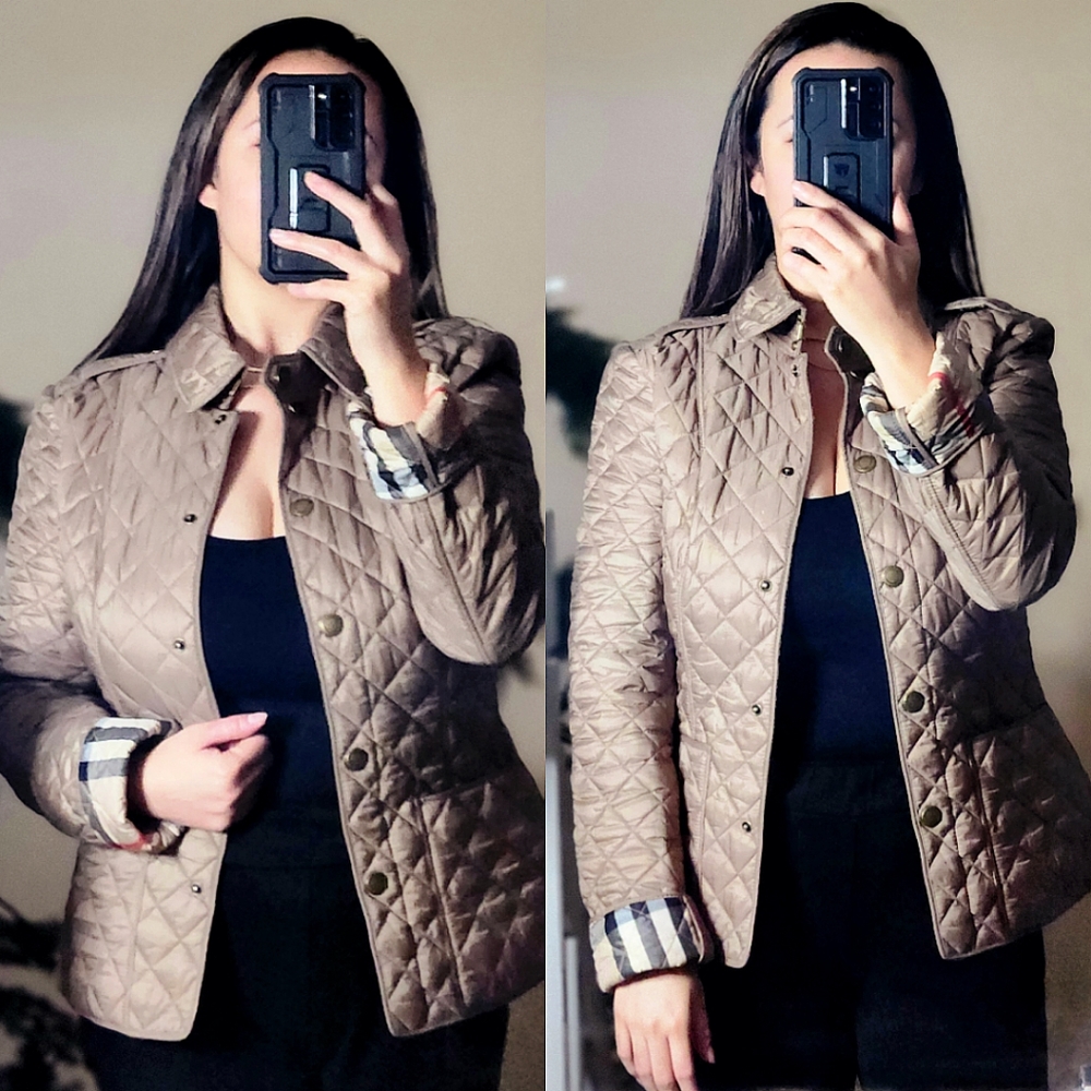 AUTH BURBERRY Quilted Nova Check Plaid lined jacket SIZE SMALL